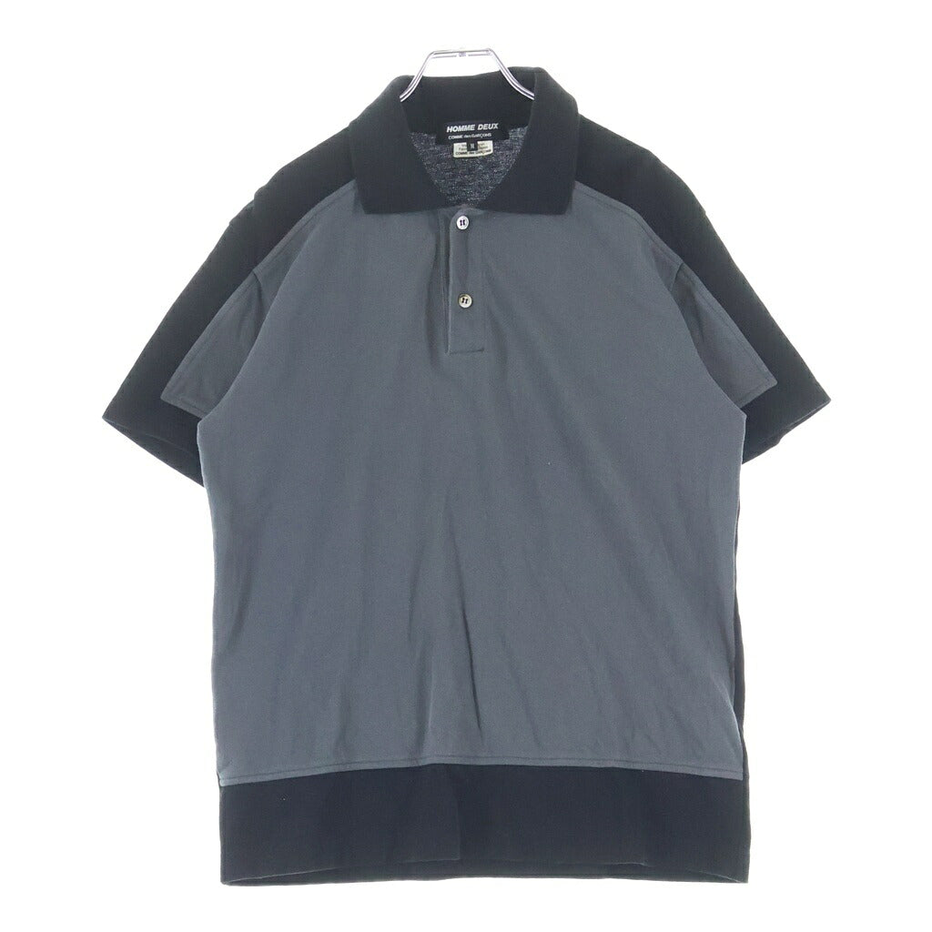 COMME des GARCONS HOMME DEUX(コムデギャルソン オムドゥ) 26SS 半袖切り替えポロシャツ DP-T014 グレー/ブラック