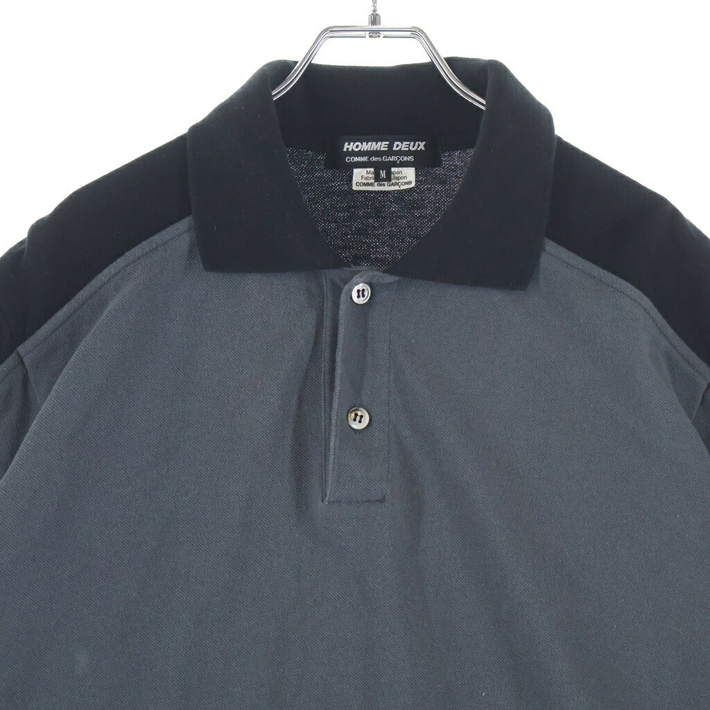 COMME des GARCONS HOMME DEUX(コムデギャルソン オムドゥ) 26SS 半袖切り替えポロシャツ DP-T014 グレー/ブラック