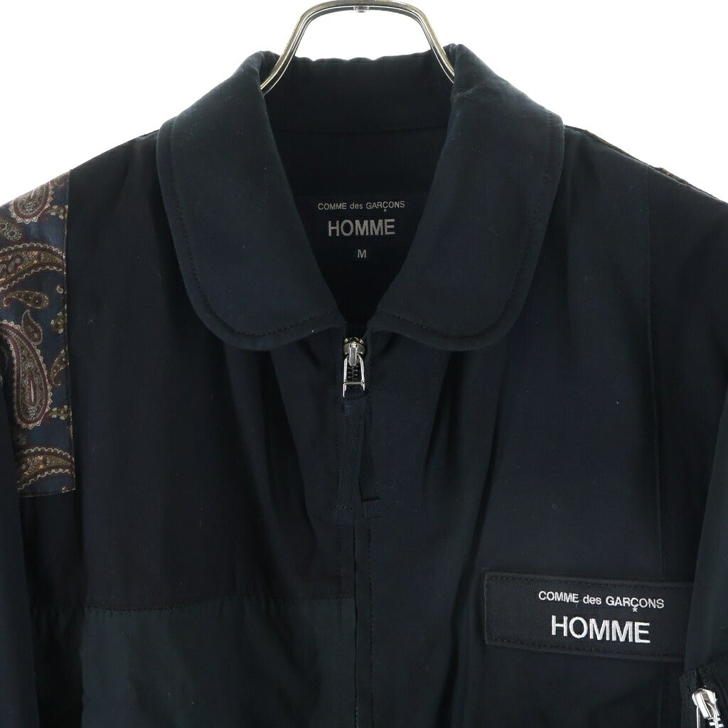 COMME des GARCONS HOMME(コムデギャルソンオム) 25SS Cotton Nylon Back Satin パッチワーク コットンナイロン バックサテン ブルゾン フライトジャケット HO-J023 ブラック