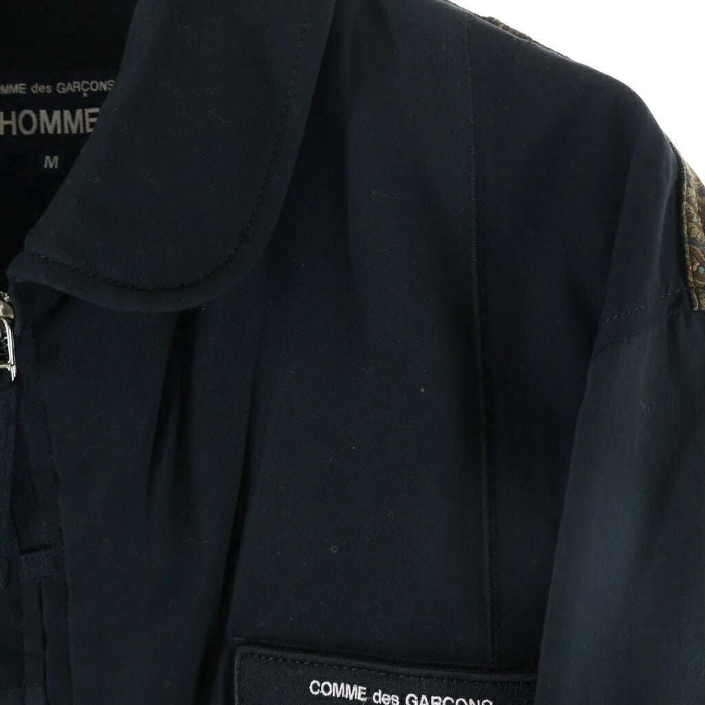 COMME des GARCONS HOMME(コムデギャルソンオム) 25SS Cotton Nylon Back Satin パッチワーク コットンナイロン バックサテン ブルゾン フライトジャケット HO-J023 ブラック