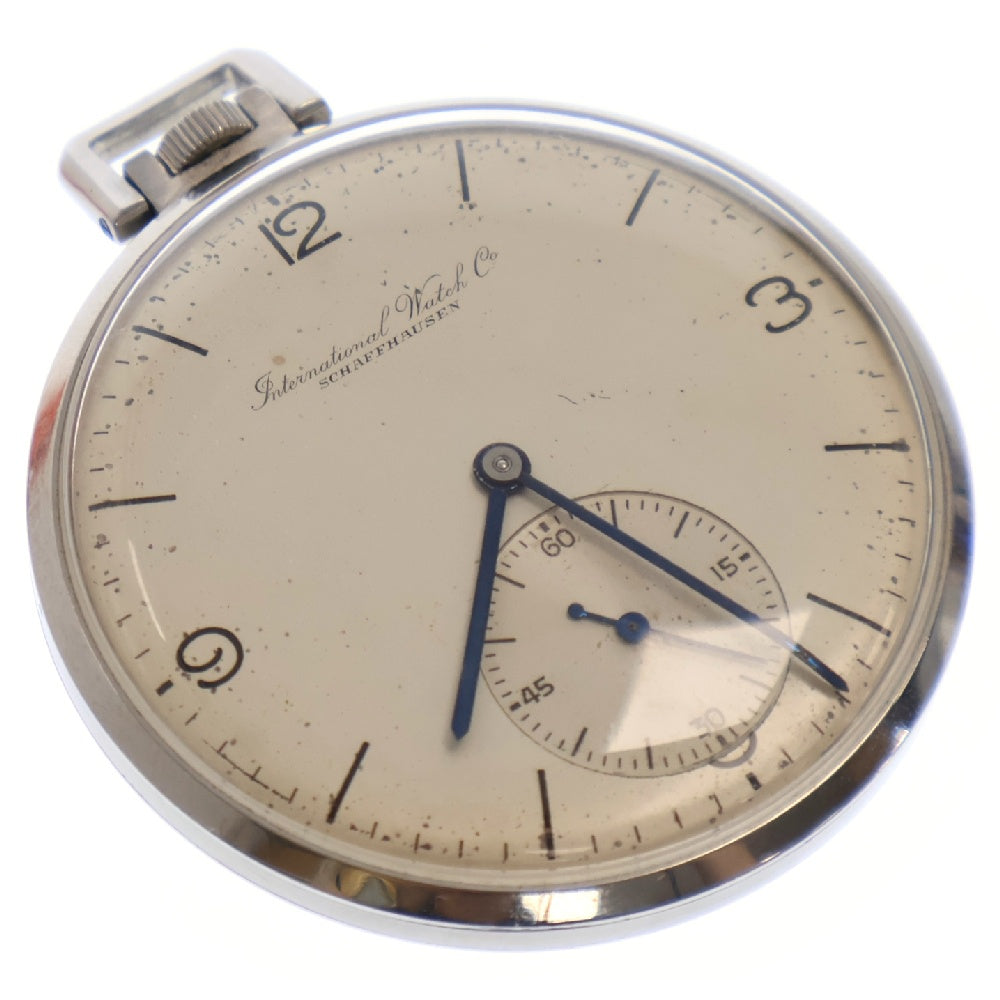 IWC(アイダブリューシー) 懐中時計 白文字盤 SS/手巻き ステンレス スモールセコンド ポケットウォッチ アンティーク