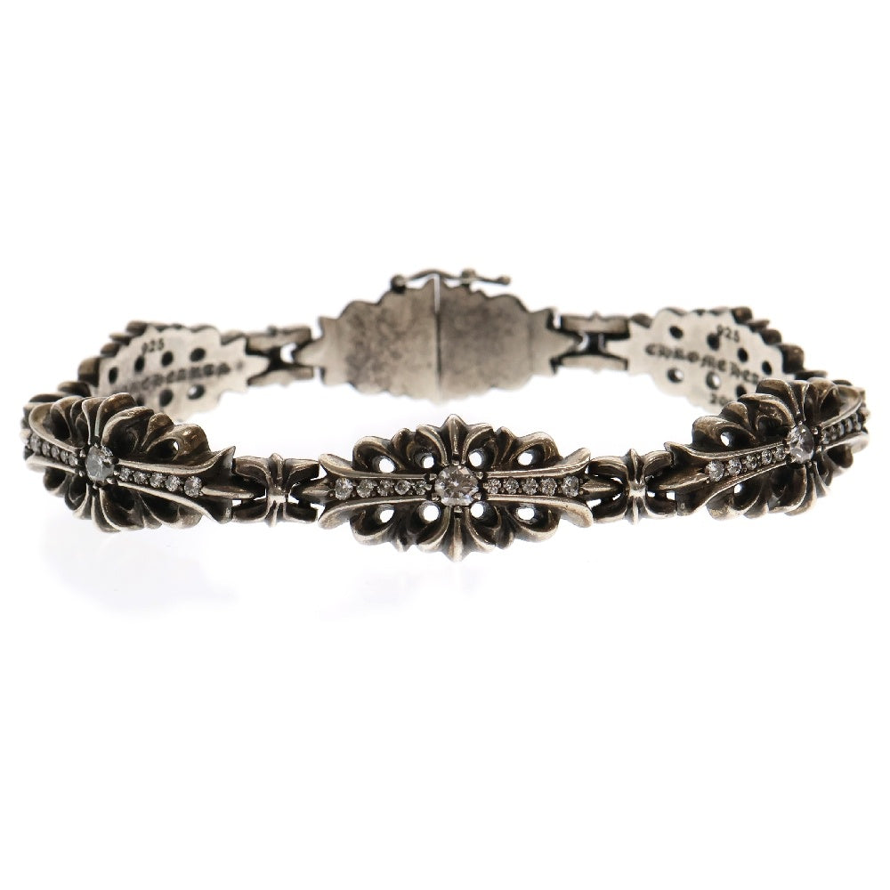 CHROME HEARTS(クロムハーツ) 6LINK FLRL CRS LINK PD フローラルクロスリンク ブレスレット パヴェダイヤ 925 シルバー 6連
