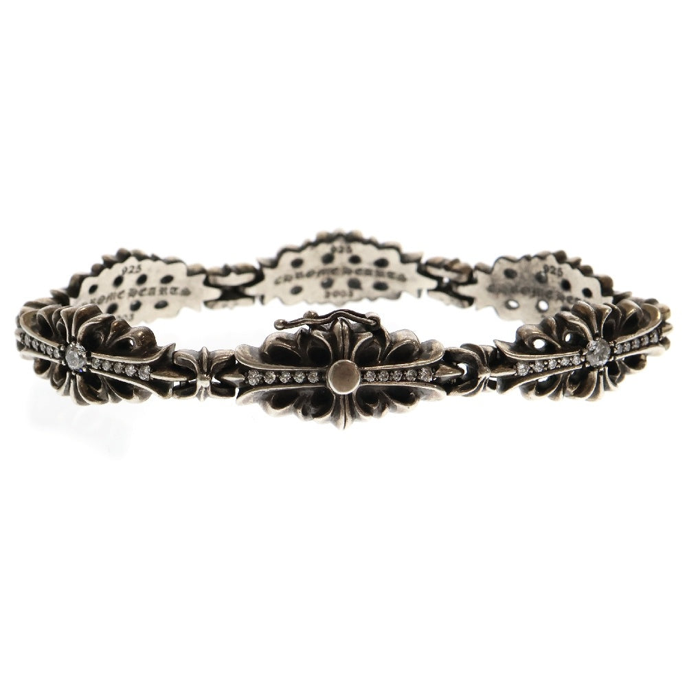 CHROME HEARTS(クロムハーツ) 6LINK FLRL CRS LINK PD フローラルクロスリンク ブレスレット パヴェダイヤ 925 シルバー 6連