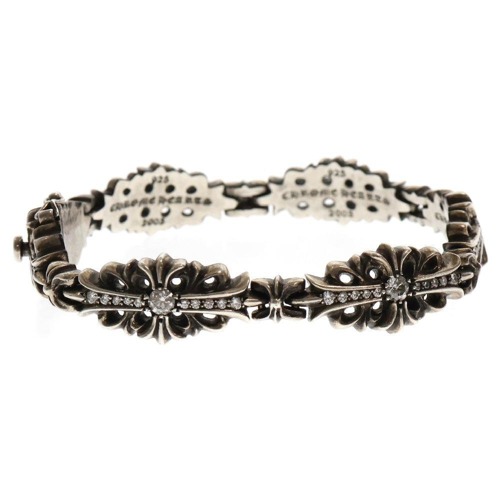 CHROME HEARTS(クロムハーツ) 6LINK FLRL CRS LINK PD フローラルクロスリンク ブレスレット パヴェダイヤ 925 シルバー 6連