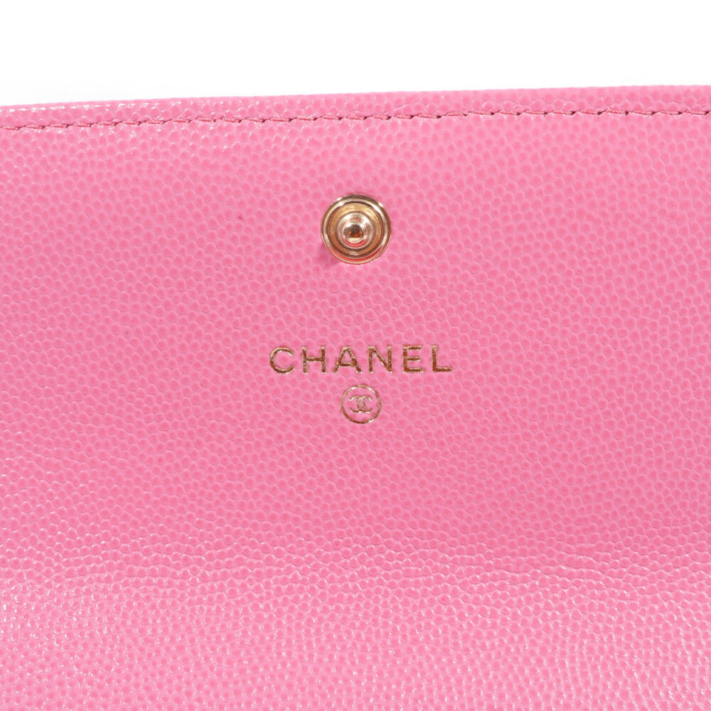CHANEL(シャネル) ボーイシャネル 二つ折り長財布 ピンク キャビアスキン レザー ゴールド金具 ウォレットボーイシャネル 二つ折り長財布 ピンク キャビアスキン レザー ゴールド金具 ウォレット