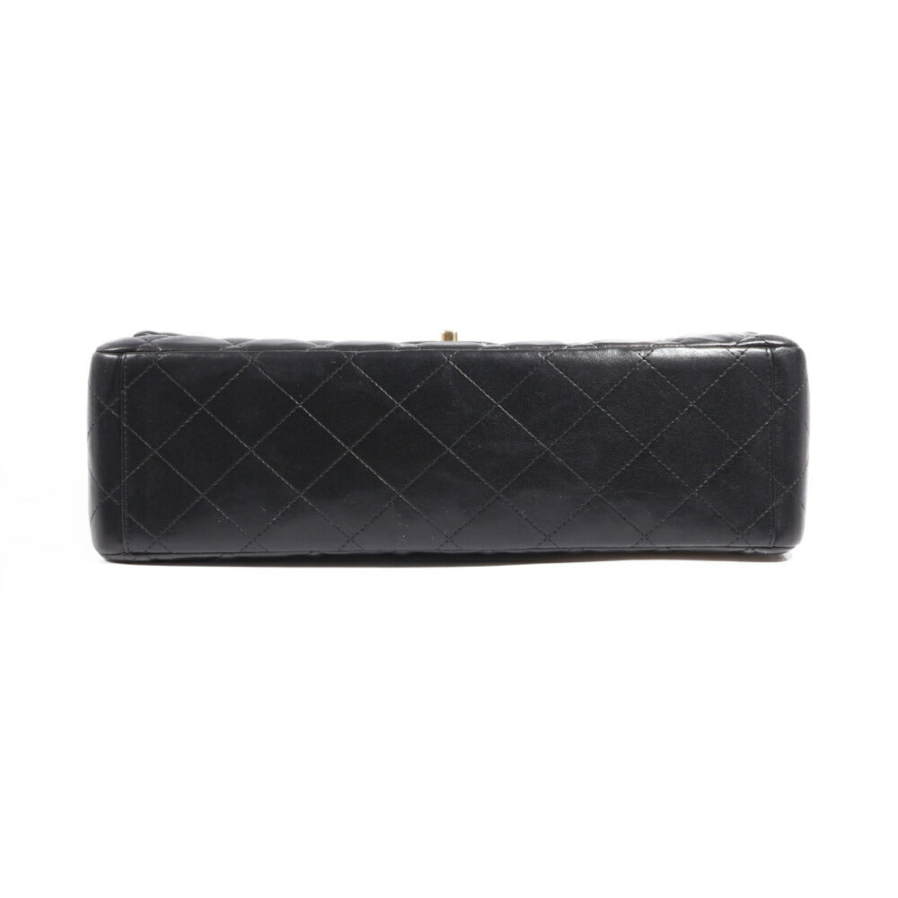 CHANEL(シャネル) デカマトラッセ33 ダブルフラップ ダブルチェーン ショルダーバッグ ブラック ラムスキン ゴールド金具