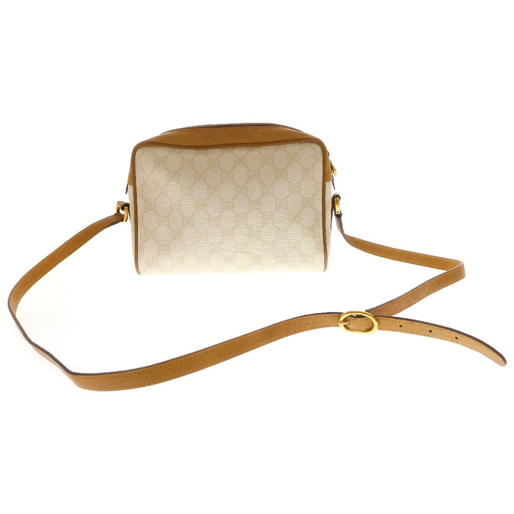 GUCCI(グッチ) GGスプリーム ショルダーバック アイボリー×キャメル 斜め掛けバッグ PVC×レザー オールドグッチ 56.02.087
