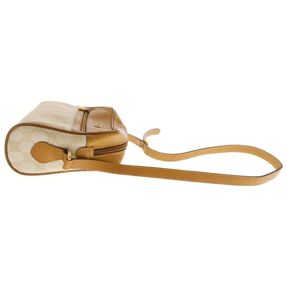 GUCCI(グッチ) GGスプリーム ショルダーバック アイボリー×キャメル 斜め掛けバッグ PVC×レザー オールドグッチ 56.02.087
