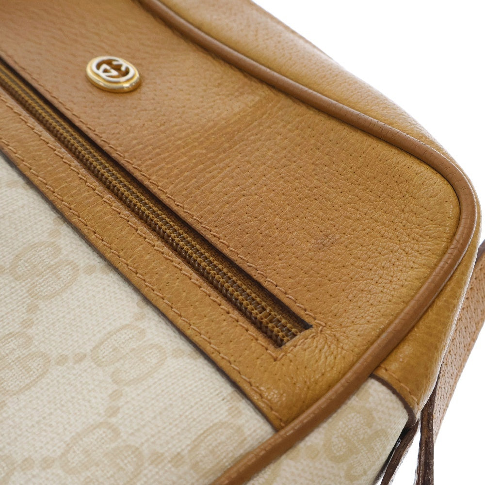 GUCCI(グッチ) GGスプリーム ショルダーバック アイボリー×キャメル 斜め掛けバッグ PVC×レザー オールドグッチ 56.02.087