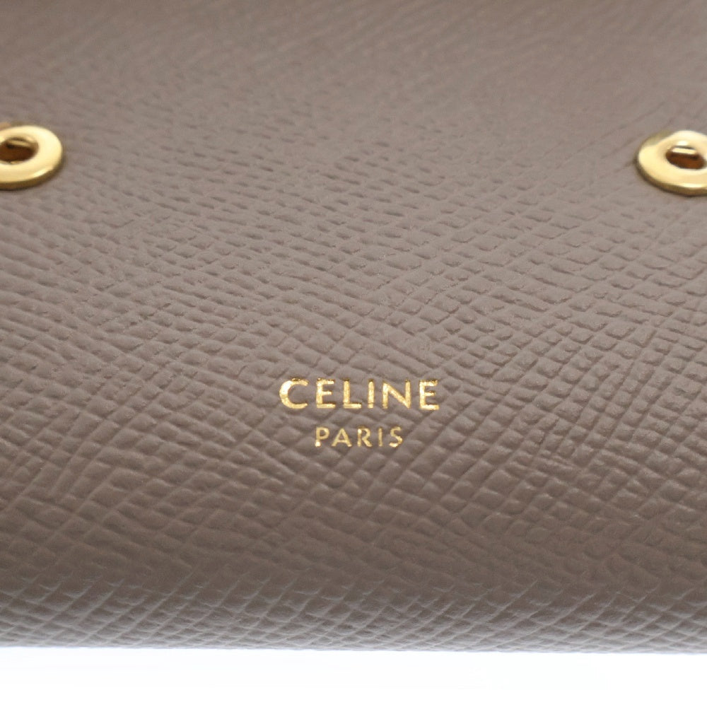 CELINE(セリーヌ) スモールトリフォールドウォレット 三つ折り財布 グレー レザー ぺブル