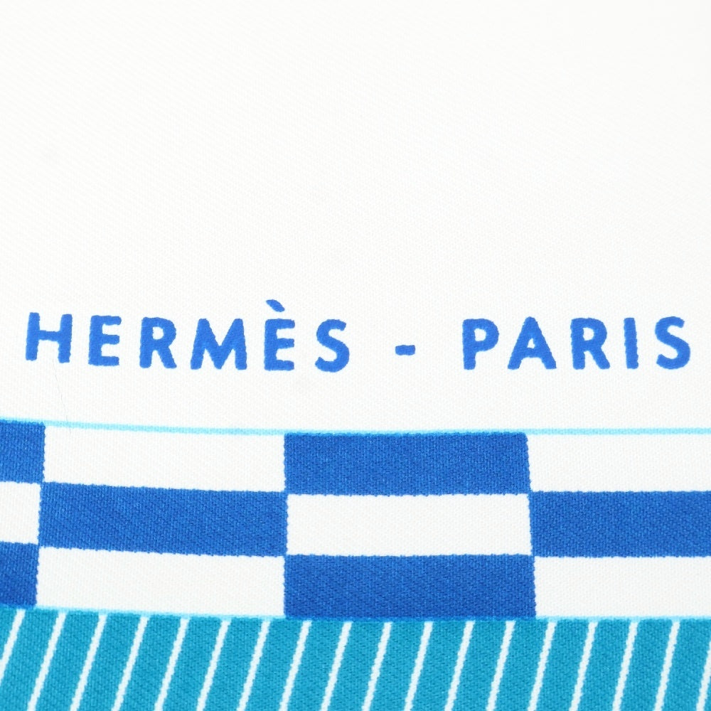 HERMES(エルメス) カレ90 CHEVAL DE COURSES 駆ける馬 シルク ブルー マルチカラー スカーフ