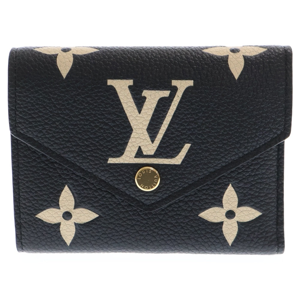 LOUIS VUITTON(ルイヴィトン) モノグラム アンプラント ポルトフォイユ ヴィクトリーヌ レザー コンパクトウォレット 三つ折り財布 ブラック M80968