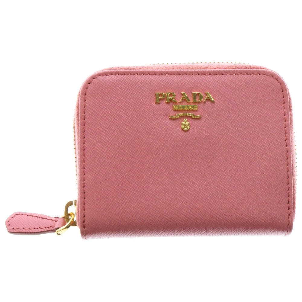PRADA(プラダ) サフィアーノ ジップコインケース ピンク レザー 小銭入れ ゴールド金具