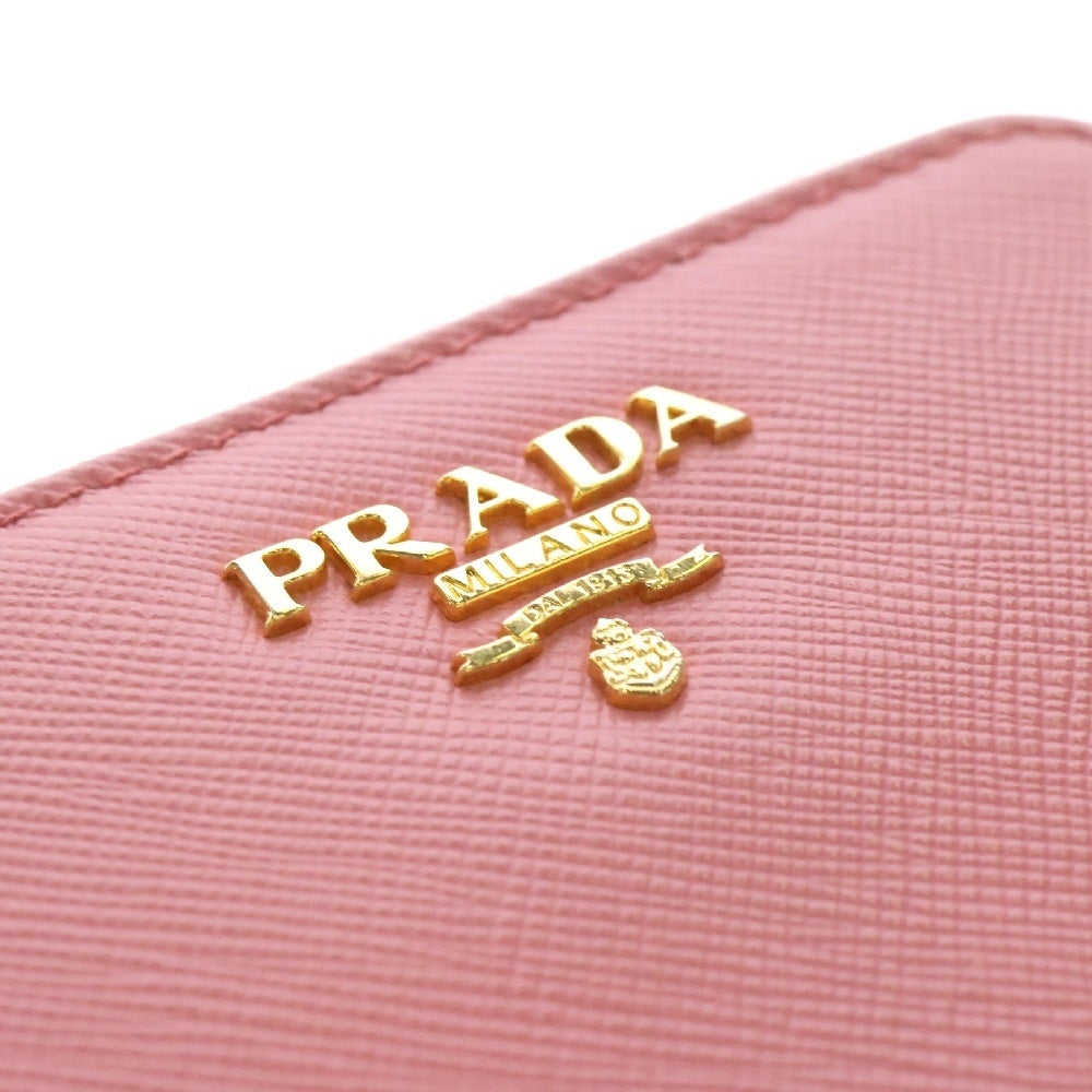 PRADA(プラダ) サフィアーノ ジップコインケース ピンク レザー 小銭入れ ゴールド金具