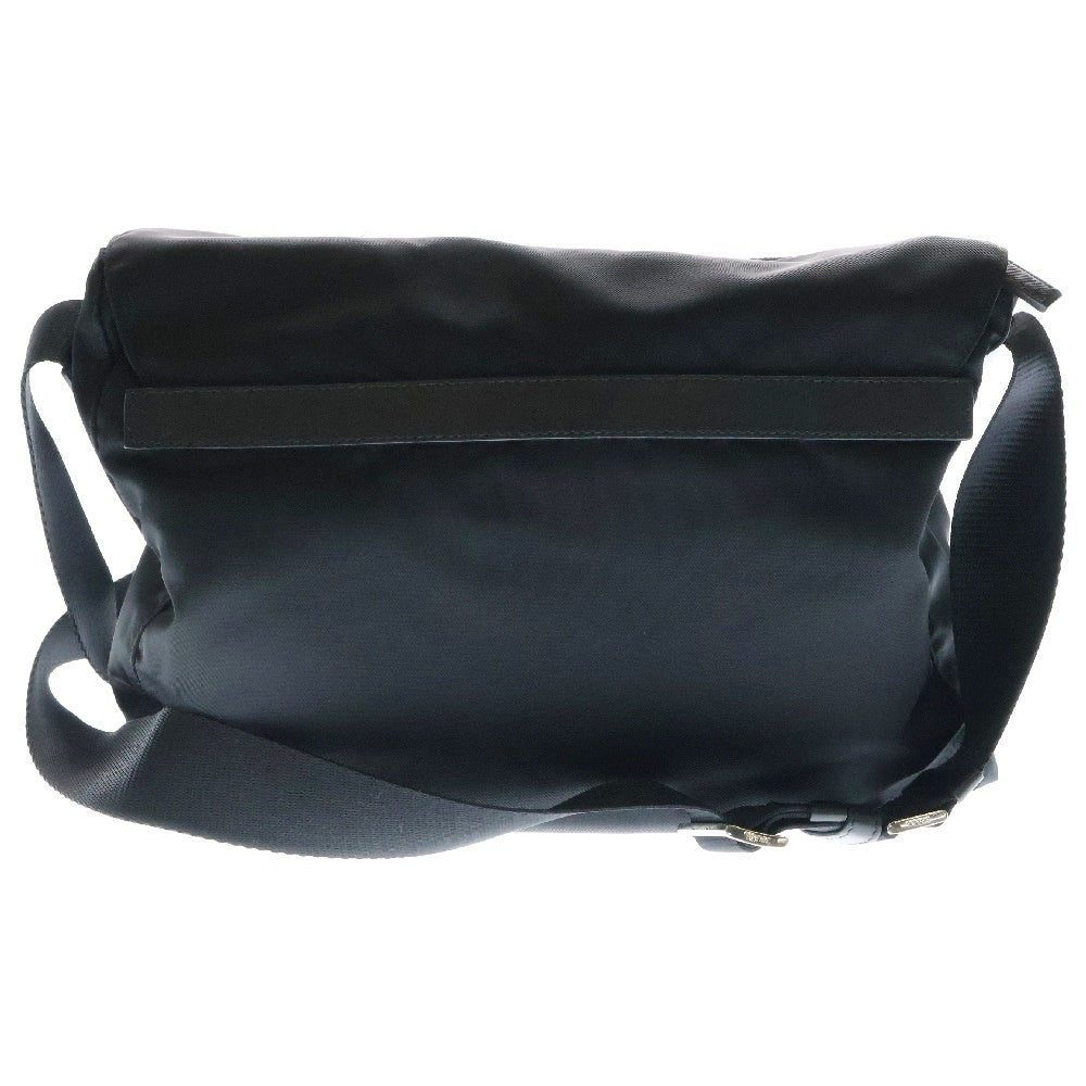 PRADA(プラダ) メッセンジャーバッグ ショルダーバッグ ブラック シルバー金具 トライアングルロゴプレート ナイロン×レザー BT6671