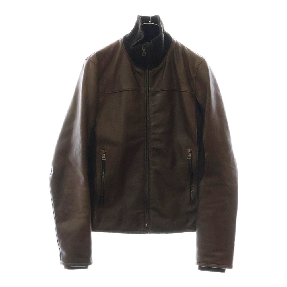 PRADA SPORT(プラダ スポーツ) ニットドッキング切り替え レザージップジャケット ブラウン SYV140