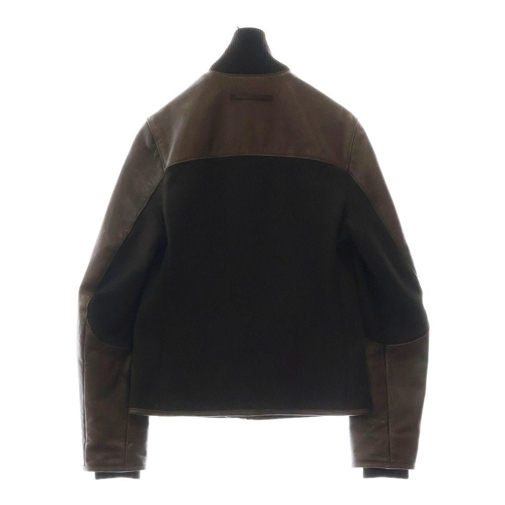 PRADA SPORT(プラダ スポーツ) ニットドッキング切り替え レザージップジャケット ブラウン SYV140