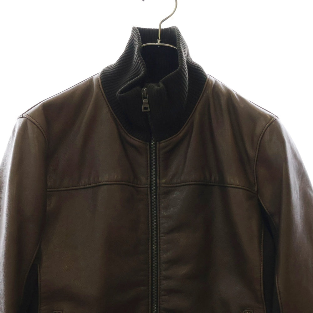 PRADA SPORT(プラダ スポーツ) ニットドッキング切り替え レザージップジャケット ブラウン SYV140