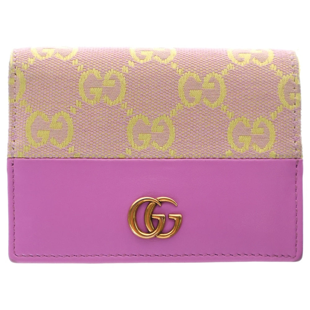 GUCCI(グッチ) GGキャンバス 二つ折り財布 ウォレット ピンク レザー×キャンバス 783118