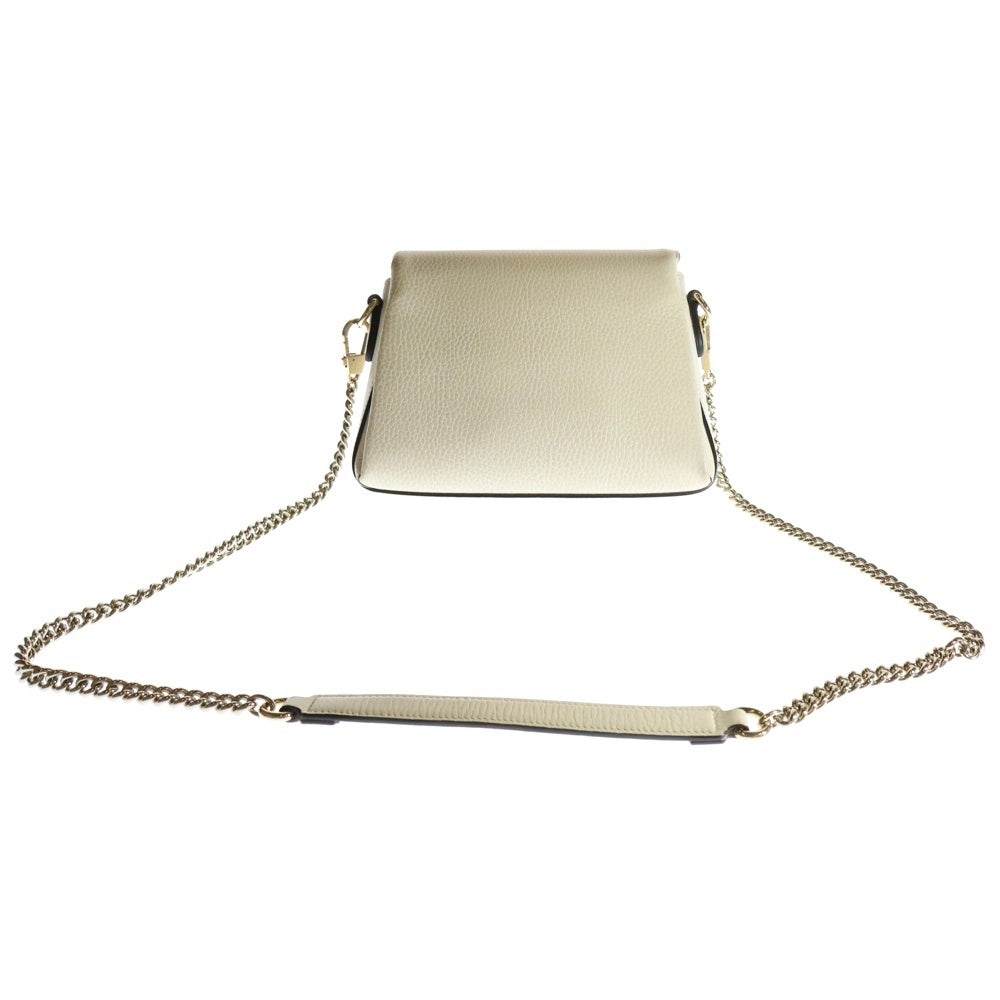 GUCCI(グッチ) インターロッキングG ショルダーバッグ チェーンバッグ アイボリー レザー ゴールド金具 607720
