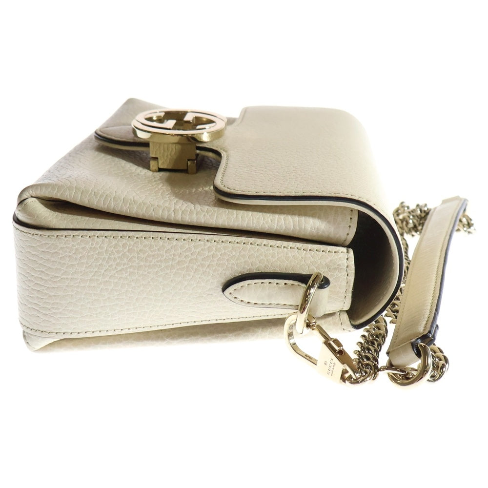 GUCCI(グッチ) インターロッキングG ショルダーバッグ チェーンバッグ アイボリー レザー ゴールド金具 607720