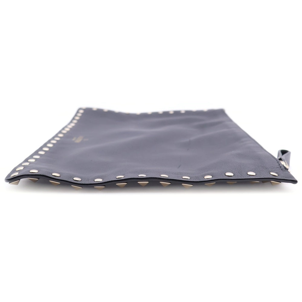 VALENTINO(ヴァレンティノ) ロックスタッズ クラッチバッグ セカンドバッグ ポーチ ブラック レザー ゴールド金具