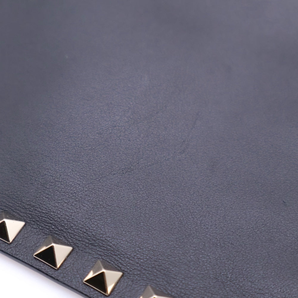 VALENTINO(ヴァレンティノ) ロックスタッズ クラッチバッグ セカンドバッグ ポーチ ブラック レザー ゴールド金具