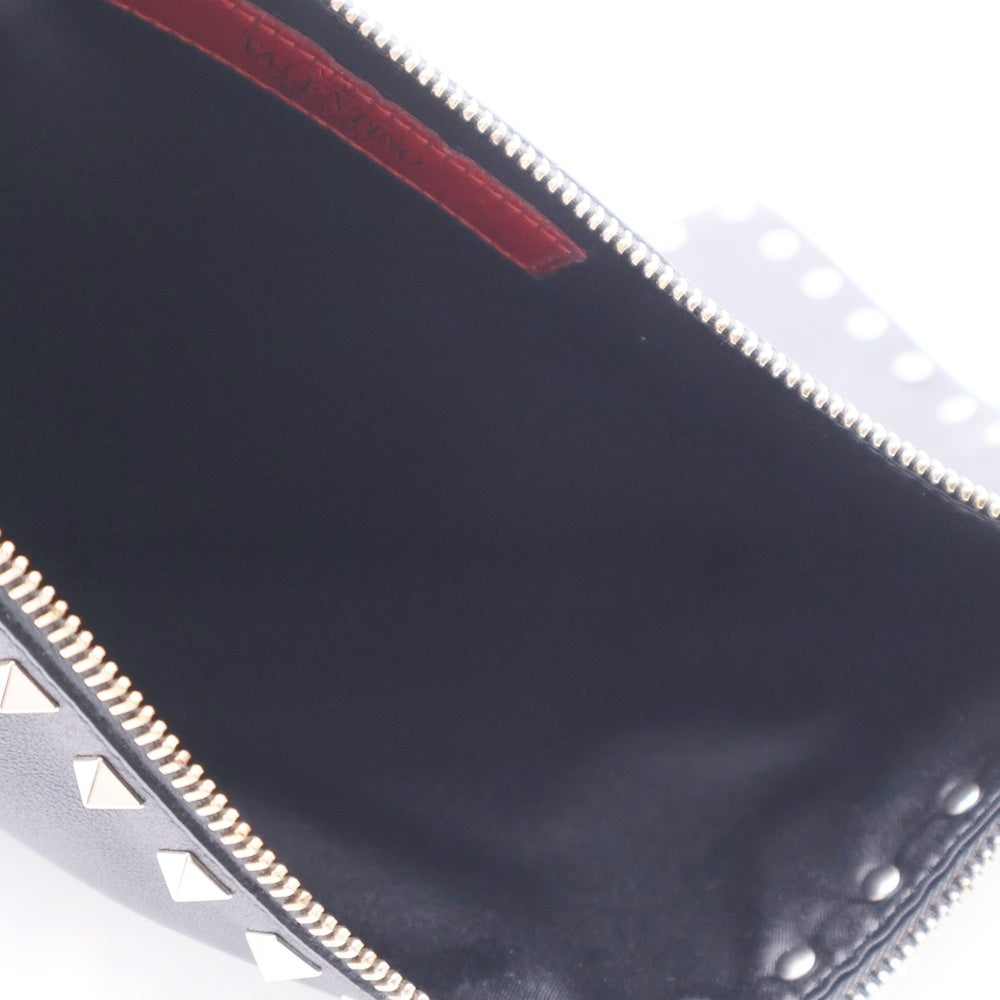 VALENTINO(ヴァレンティノ) ロックスタッズ クラッチバッグ セカンドバッグ ポーチ ブラック レザー ゴールド金具