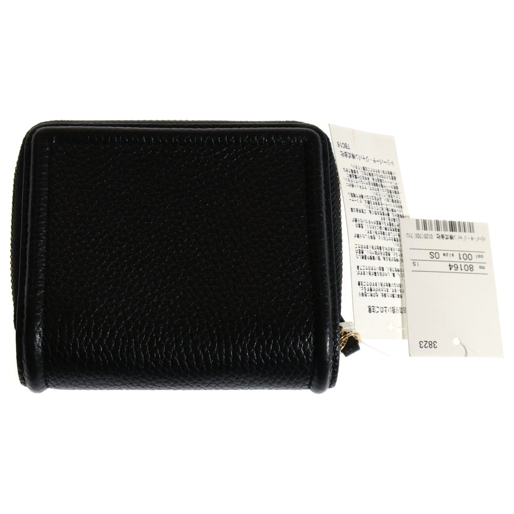 TORY BURCH(トリー バーチ) 二つ折りコンパクトウォレット コインケース 財布 ブラック ゴールド金具 レザー