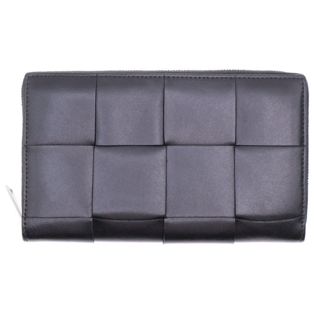BOTTEGA VENETA(ボッテガヴェネタ) カセット ジップアラウンド レザー ロングウォレット 長財布 ブラック 814649VBWD51042