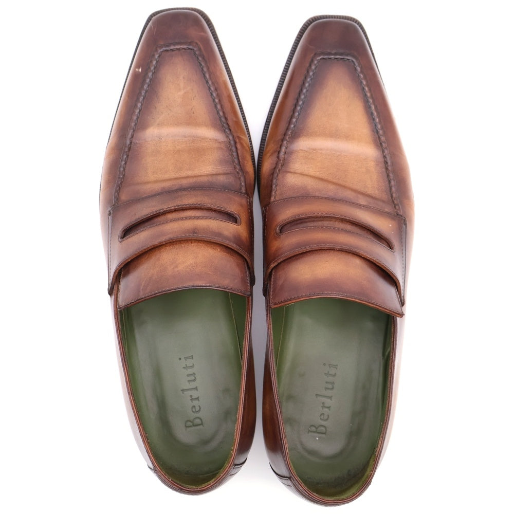 Berluti(ベルルッティ) アンディ パティーヌ スクエアトゥ レザー ローカットシューズ ローファー ブラウン