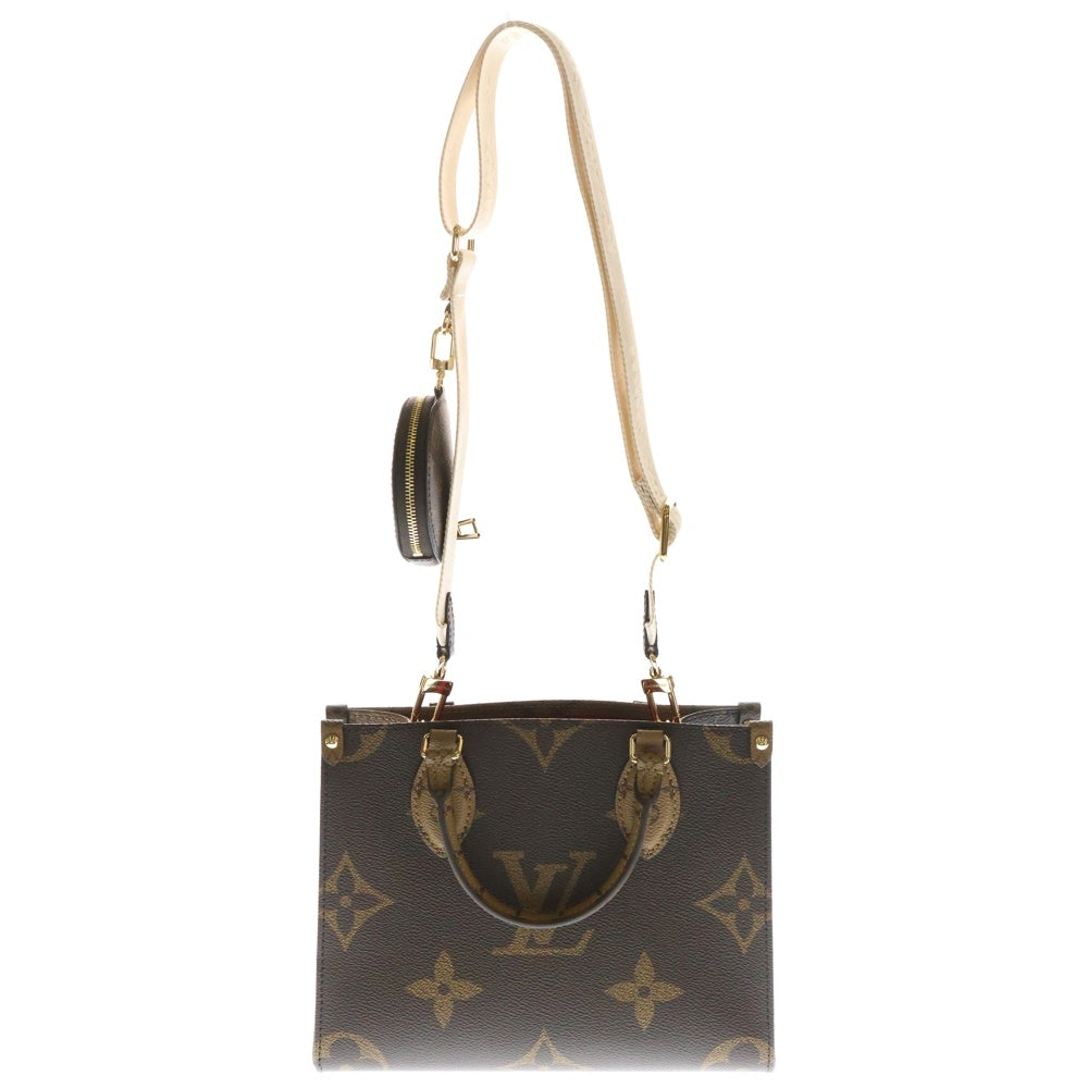 LOUIS VUITTON(ルイヴィトン) モノグラムリバース オンザゴーPM 2WAYバッグ ハンドバッグ ショルダーバッグ ブラウン ゴールド金具 PVC M46373