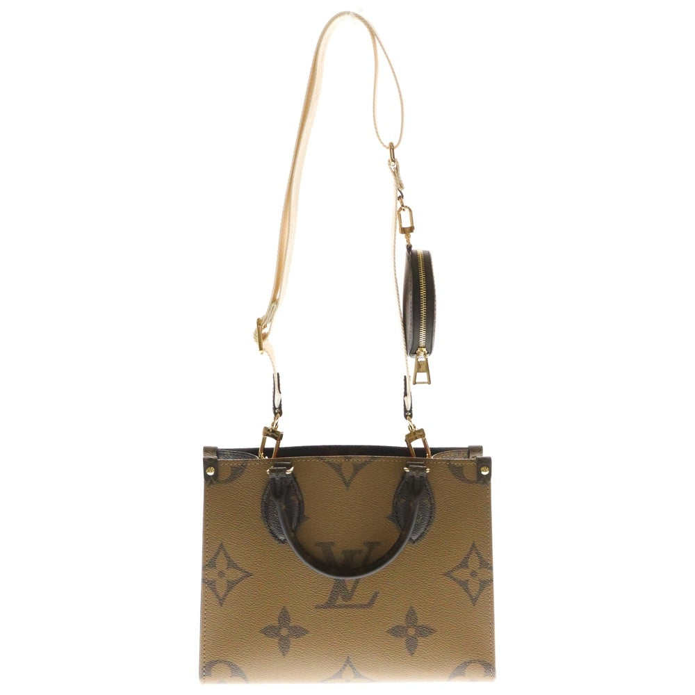 LOUIS VUITTON(ルイヴィトン) モノグラムリバース オンザゴーPM 2WAYバッグ ハンドバッグ ショルダーバッグ ブラウン ゴールド金具 PVC M46373