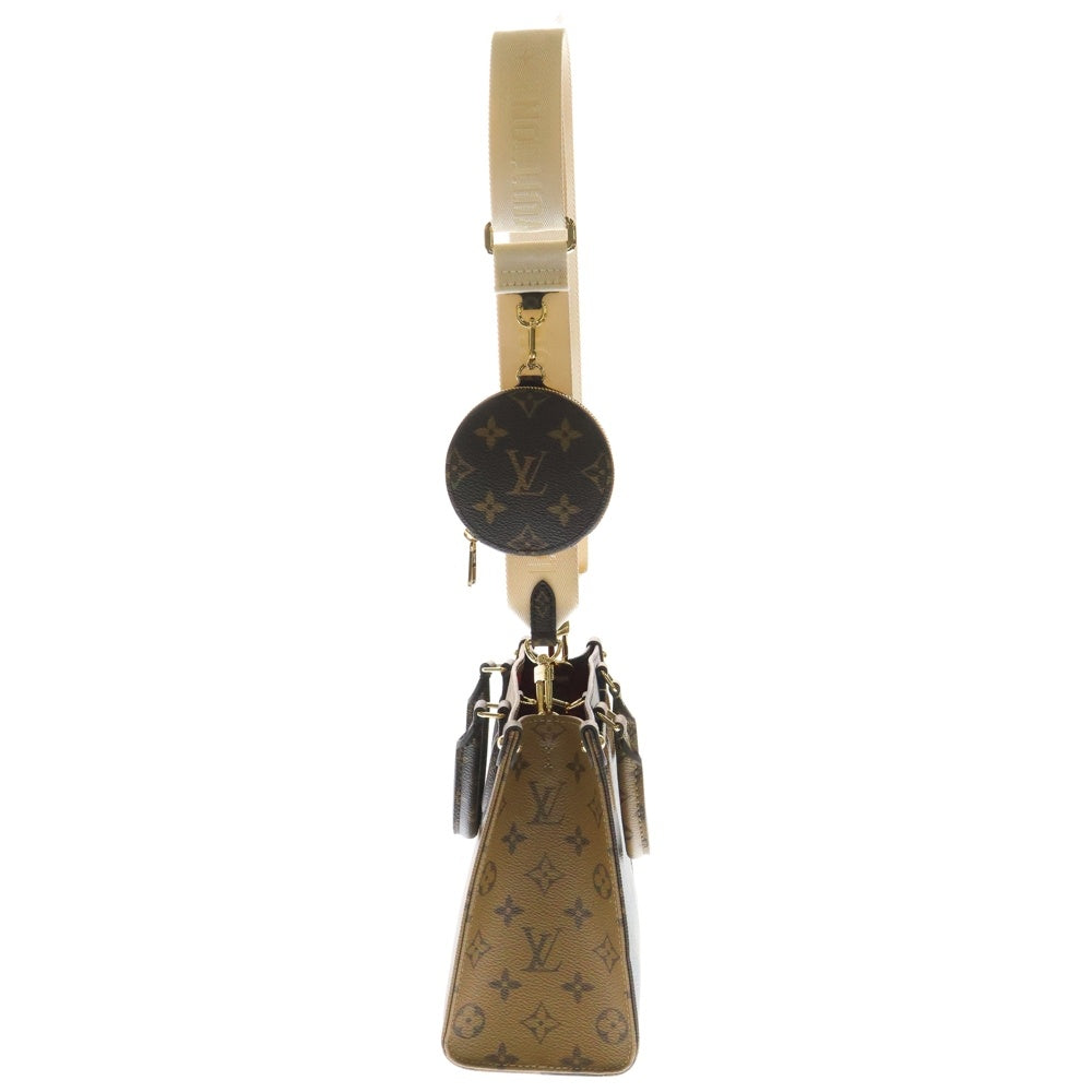 LOUIS VUITTON(ルイヴィトン) モノグラムリバース オンザゴーPM 2WAYバッグ ハンドバッグ ショルダーバッグ ブラウン ゴールド金具 PVC M46373