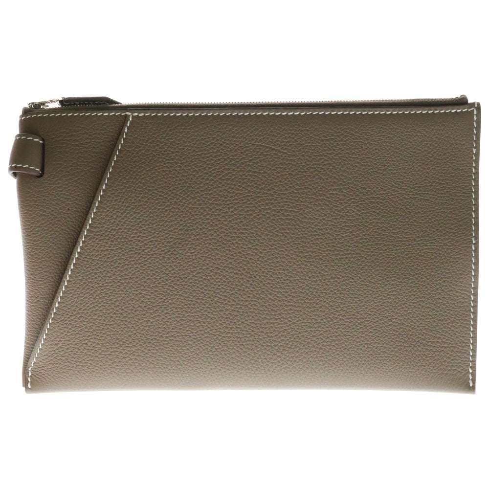 HERMES(エルメス) カバ ヴェルティージュ24 エトゥープ トゴ クラッチバッグ ポーチ A刻印 シルバー金具