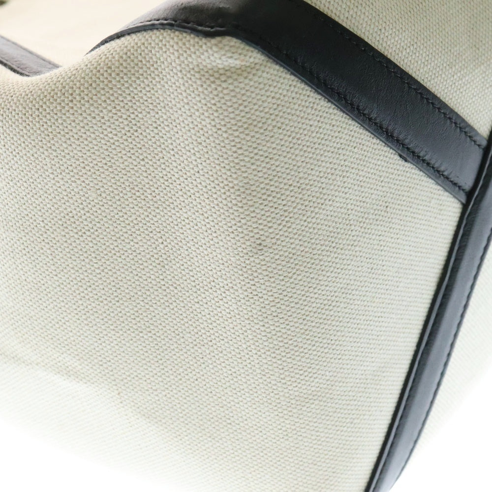 VALENTINO(ヴァレンティノ) ガラヴァーニ ロックスタッズ トートバッグ ハンドバッグ ブラック×アイボリー レザー×キャンバス ゴールド金具