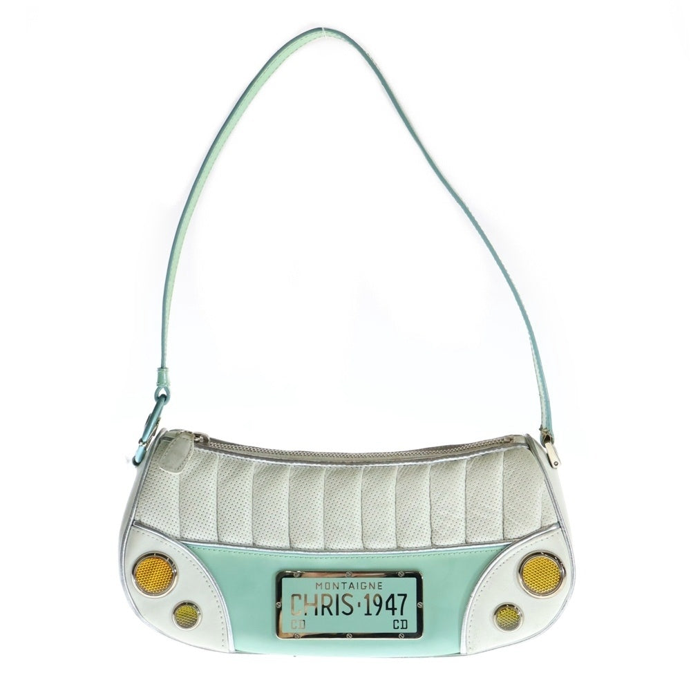 Christian Dior(クリスチャンディオール) トレーラー ショルダーバッグ ワンショルダーバッグ ハンドバッグ ミントグリーン×ホワイト シルバー金具 レザー