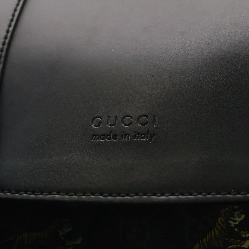 GUCCI(グッチ) GGスプリーム バッグパック リュックサック タイガー ブラック PVC×レザー 495563