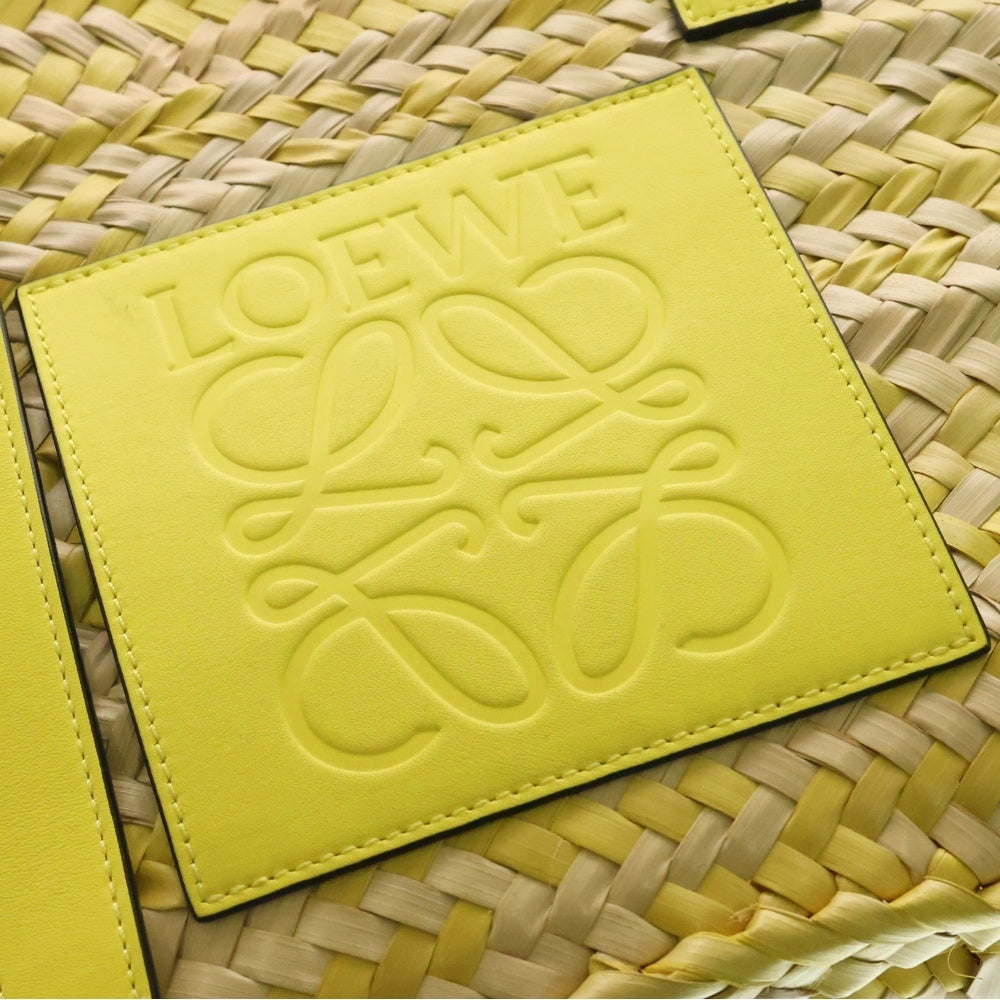 LOEWE(ロエベ) アナグラム ラフィア ミディアム バスケットバック トートバッグ ベージュ×イエロー レディース