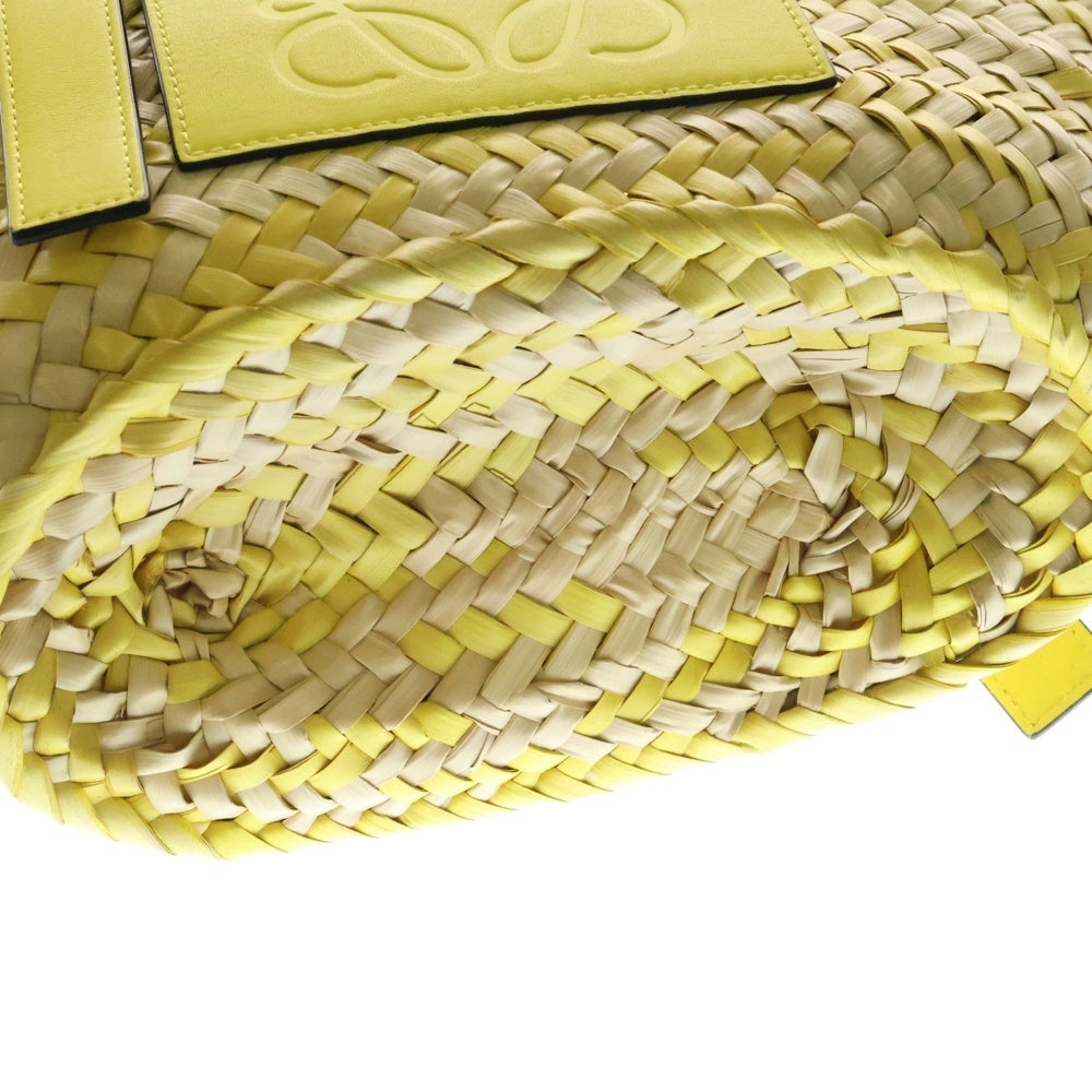 LOEWE(ロエベ) アナグラム ラフィア ミディアム バスケットバック トートバッグ ベージュ×イエロー レディース