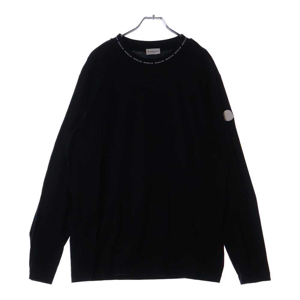 MONCLER(モンクレール) 22SS LS TSHIRT ネックロゴプリント ラバーワッペン ロングスリーブ 長袖Tシャツ カットソー ブラック H10918D00007 8390T