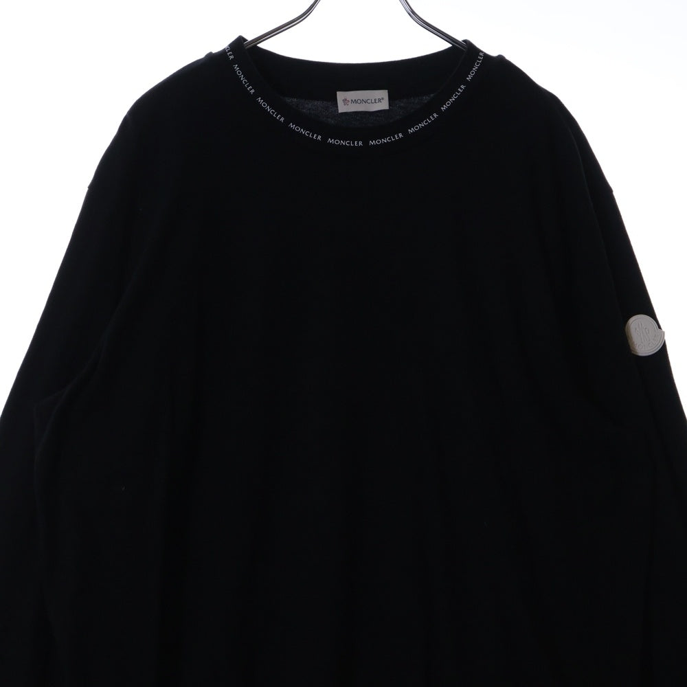 MONCLER(モンクレール) 22SS LS TSHIRT ネックロゴプリント ラバーワッペン ロングスリーブ 長袖Tシャツ カットソー ブラック H10918D00007 8390T