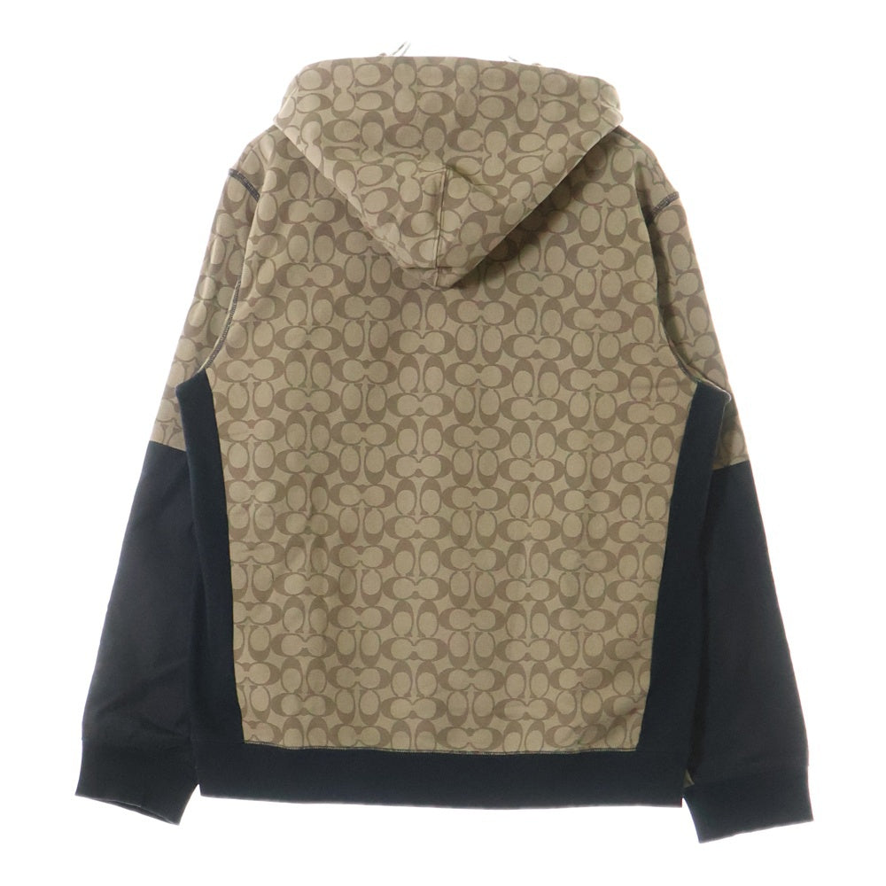 COACH(コーチ) シグネチャーロゴ ナイロン切替フーデッド長袖パーカー ベージュ 89747