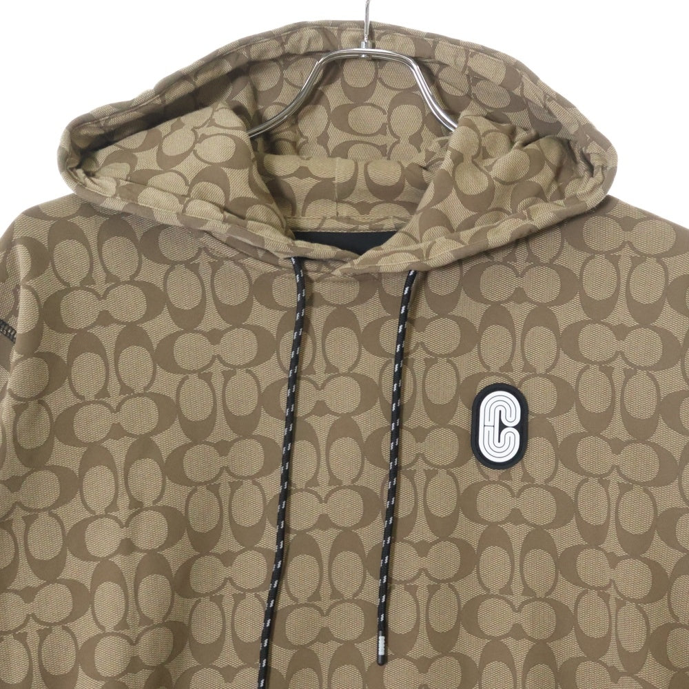 COACH(コーチ) シグネチャーロゴ ナイロン切替フーデッド長袖パーカー ベージュ 89747