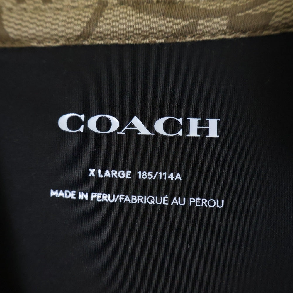 COACH(コーチ) シグネチャーロゴ ナイロン切替フーデッド長袖パーカー ベージュ 89747