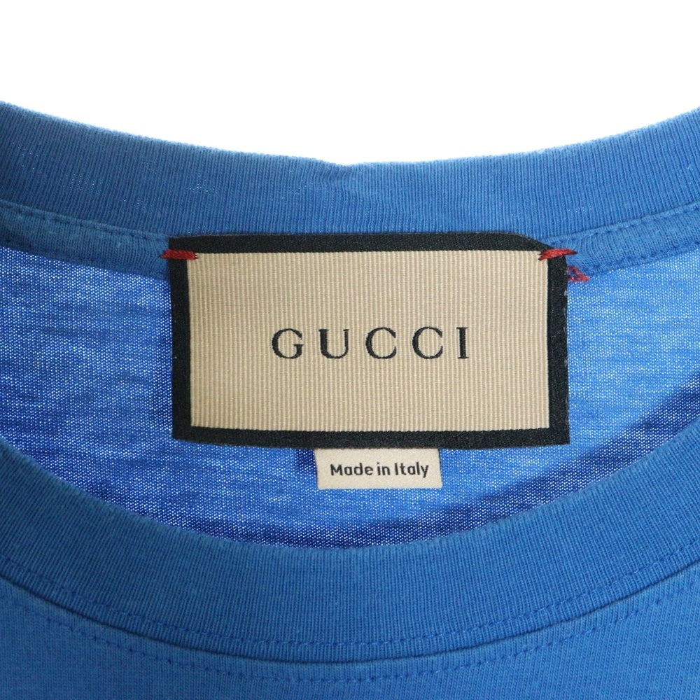GUCCI(グッチ) レトロスカンク ロゴプリント クルーネック 半袖Tシャツ カットソー ブルー 548334 XJEUJ