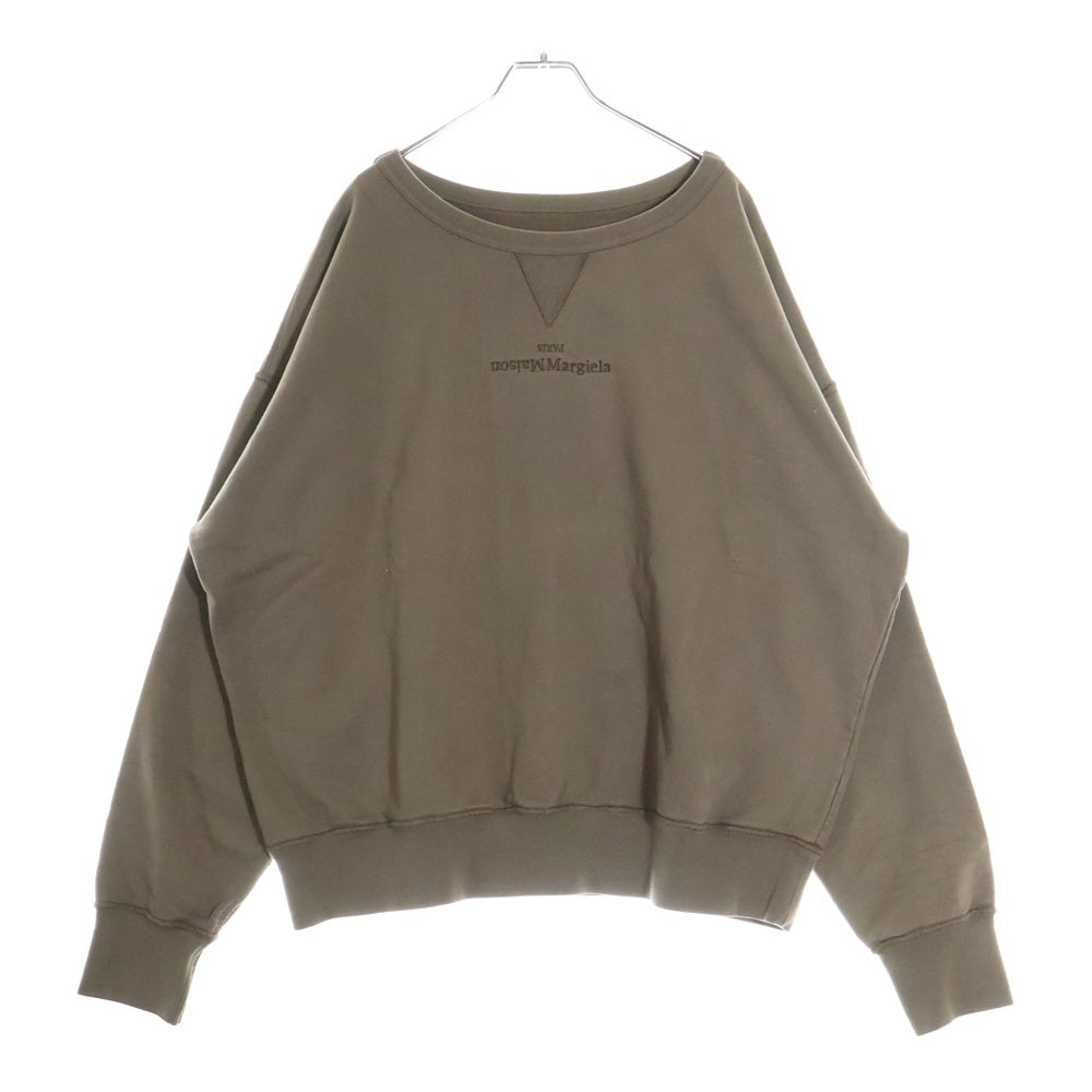 Maison Margiela 1 10(メゾンマルジェラ 1 10) 22AW Logo Crewneck 反転ロゴ刺繍 クルーネックスウェットトレーナー ブラウン S50GU0194