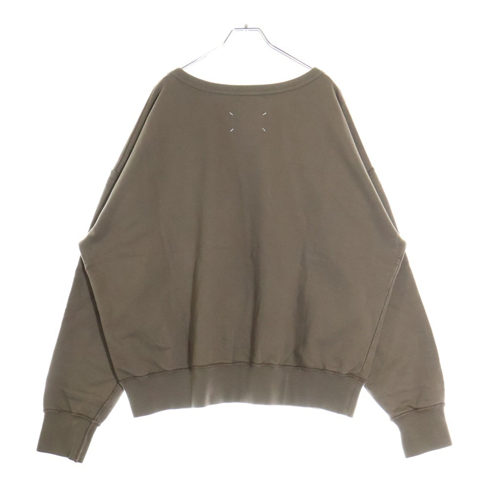 Maison Margiela 1 10(メゾンマルジェラ 1 10) 22AW Logo Crewneck 反転ロゴ刺繍 クルーネックスウェットトレーナー ブラウン S50GU0194