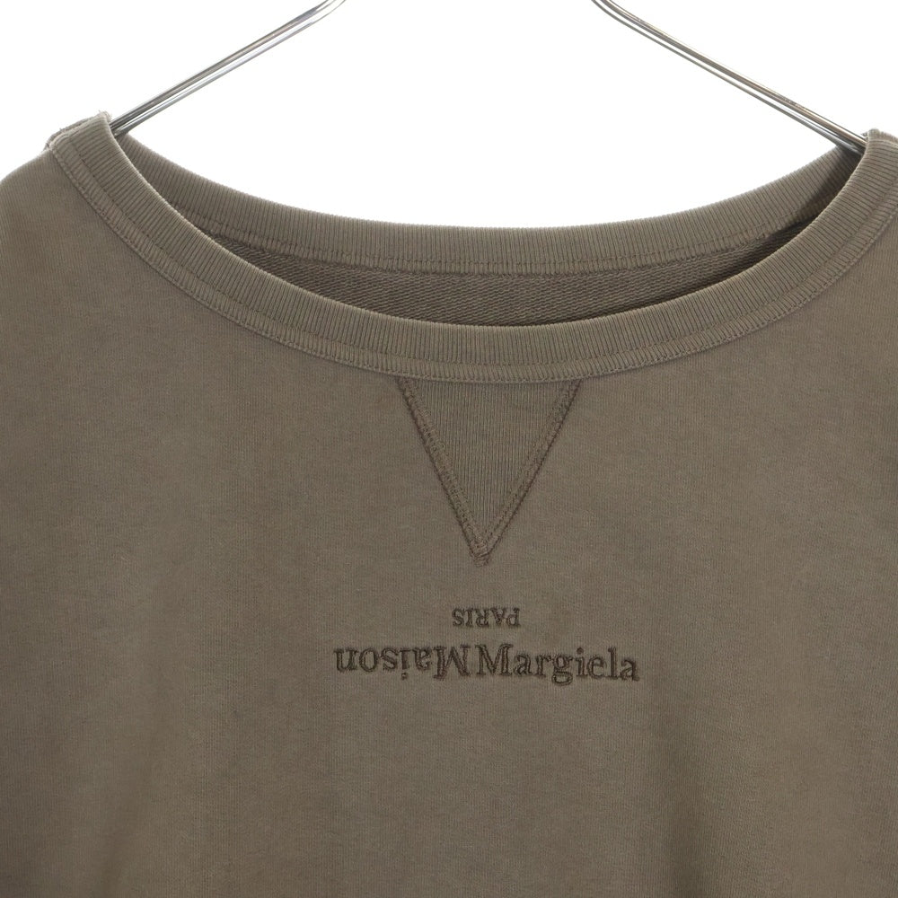 Maison Margiela 1 10(メゾンマルジェラ 1 10) 22AW Logo Crewneck 反転ロゴ刺繍 クルーネックスウェットトレーナー ブラウン S50GU0194