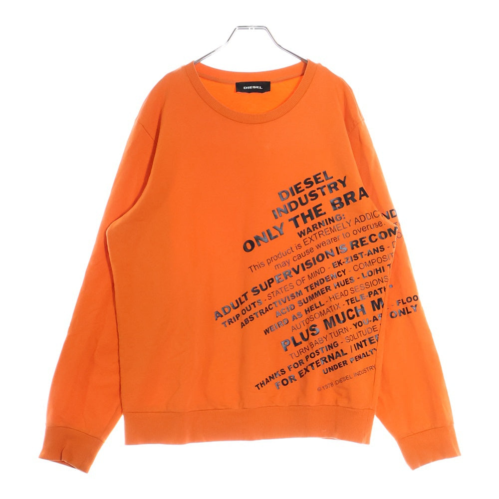 DIESEL(ディーゼル) メッセージプリントクルーネックスウェットトレーナー オレンジ RN93243 CA25594
